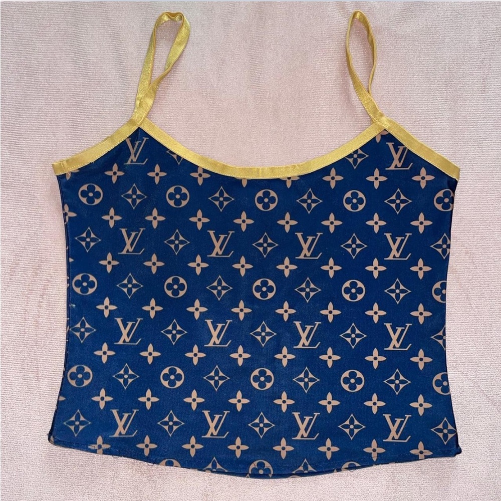 Faux Designer Navy and Gold Women's Top